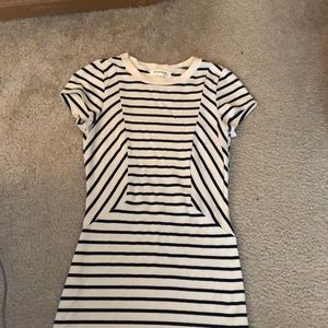 Cream and navy stripped T-shirt dress